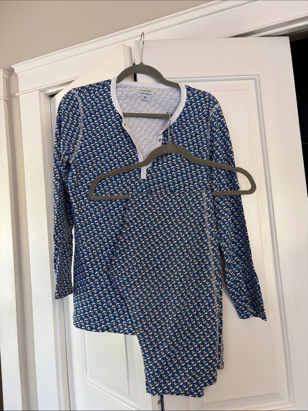 Roller Rabbit Blue Printed Long-Sleeve Pajama set medium.